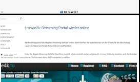 
							         Movie4k ersetzt movie2k: Streaming-Portal wieder online - NETZWELT								  
							    