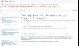 
							         Moving Oracle Portal 11g from a Test to a Production Environment								  
							    