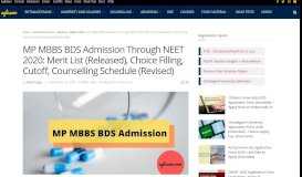 
							         MP MBBS BDS Admission 2018 Through NEET UG 2018 | AglaSem ...								  
							    
