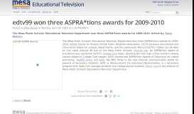 
							         MPS edtv99 » News » edtv99 won three ASPRA*tions awards for ...								  
							    