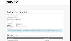 
							         Mr Richard McCormick - NRCPD Portal								  
							    