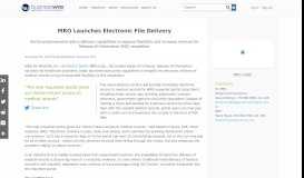 
							         MRO Launches Electronic File Delivery | Business Wire								  
							    