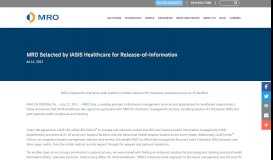 
							         MRO Selected by IASIS Healthcare for Release-of-Information - MRO								  
							    