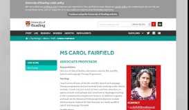 
							         Ms Carol Fairfield – University of Reading								  
							    