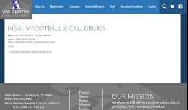 
							         MS & JV FOOTBALL @ CALLISBURG | Van Alstyne ISD								  
							    