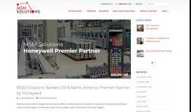 
							         MSM Solutions Named 2018 Honeywell Premier Partner								  
							    