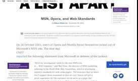 
							         MSN, Opera, and Web Standards – A List Apart								  
							    