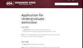 
							         MSU Undergraduate Admissions Application								  
							    