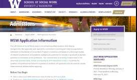 
							         MSW Application Information | School of Social Work - UW Social Work								  
							    