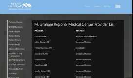 
							         Mt Graham Regional Medical Center Provider List								  
							    