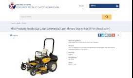 
							         MTD Products Recalls Cub Cadet Commercial Lawn Mowers Due to ...								  
							    