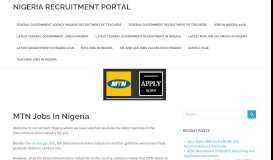
							         MTN Jobs In Nigeria - Jobs In NIgeria - Recruitment Nigeria								  
							    