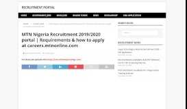 
							         MTN Nigeria Recruitment 2019/2020 portal | Requirements & how to ...								  
							    