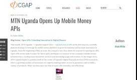 
							         MTN Uganda Opens Up Mobile Money APIs - CGAP								  
							    