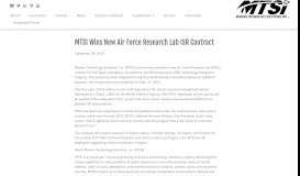 
							         MTSI Wins New Air Force Research Lab ISR Contract – Modern ...								  
							    