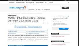 
							         MU OET 2019 Counselling: Manipal University Counselling Dates -								  
							    