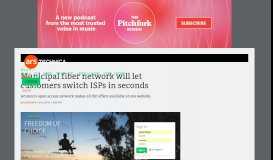 
							         Municipal fiber network will let customers switch ISPs in seconds | Ars ...								  
							    