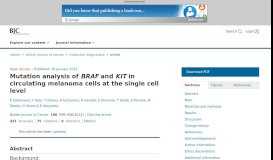 
							         Mutation analysis of BRAF and KIT in circulating melanoma cells at the ...								  
							    