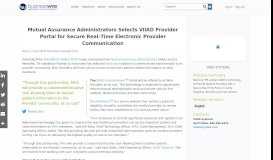
							         Mutual Assurance Administrators Selects VIIAD Provider Portal for ...								  
							    