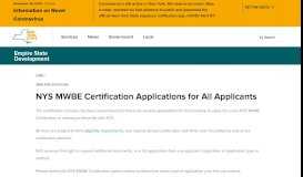 
							         MWBE New Certification | Empire State Development								  
							    
