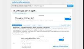 
							         m.writelonger.com at WI. Writelonger - Super Fast Access to ...								  
							    