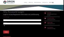 
							         My Account Login - Orion Talent								  
							    
