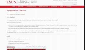 
							         My (Admissions) Checklist | California State University ... - CSUN								  
							    