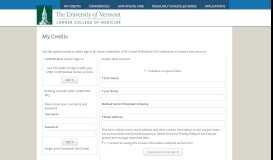 
							         My Credits - University of Vermont - HighMarksCE								  
							    