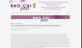 
							         My Experiences at NewYork-Presbyterian Hospital | Rho Chi Post								  
							    