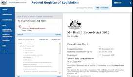 
							         My Health Records Act 2012 - Federal Register of Legislation								  
							    