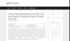 
							         My Lord and Taylor Login - Bill Pay								  
							    