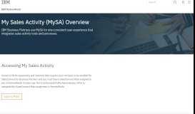 
							         My Sales Activity (MySA) Overview | IBM PartnerWorld								  
							    