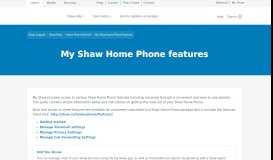 
							         My Shaw Home Phone features | Shaw Support - Shaw Communications								  
							    