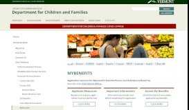 
							         MyBenefits | Department for Children and Families - Vermont DCF								  
							    