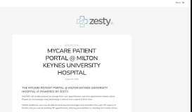 
							         MyCARE Patient Portal @ Milton Keynes University Hospital - Zesty Blog								  
							    