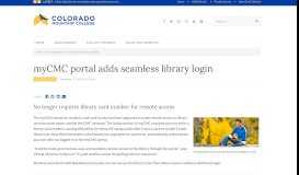 
							         myCMC portal adds seamless library login - Colorado Mountain ...								  
							    