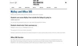 
							         MyDay & Office 365 - City of Westminster College								  
							    
