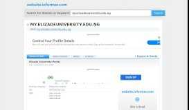 
							         my.elizadeuniversity.edu.ng at WI. Elizade University-Portal								  
							    