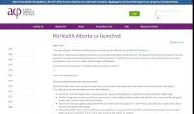 
							         MyHealth.Alberta.ca launched | Alberta College of Pharmacy								  
							    