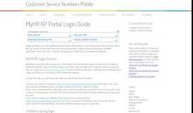 
							         MyHR KP Portal Login Guide - Customer Service Numbers Mobile								  
							    
