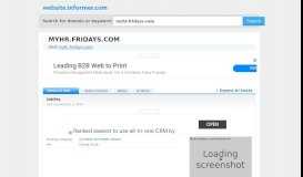 
							         myhr.fridays.com at Website Informer. UltiPro. Visit Myhr Fridays.								  
							    