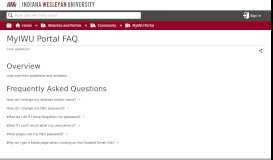 
							         MyIWU Portal FAQ - Indiana Wesleyan University Support Knowledge ...								  
							    