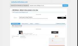 
							         mymsc.msccollege.co.za at WI. MSC Student Portal - Website Informer								  
							    