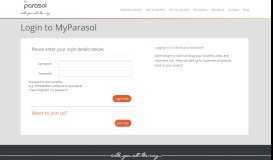 
							         MyParasol - Login to your account								  
							    