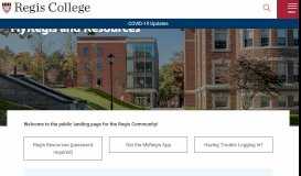 
							         MyRegis and Resources | Regis College								  
							    
