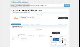 
							         mysales.bharti-axalife.com at WI. :: Bharti AXA Life :: - Website Informer								  
							    