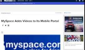 
							         MySpace Adds Videos to Its Mobile Portal - Mashable								  
							    