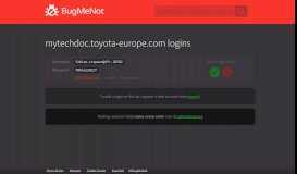 
							         mytechdoc.toyota-europe.com logins - BugMeNot								  
							    