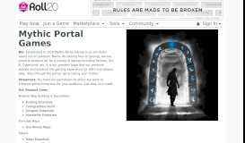 
							         Mythic Portal Games | Roll20 Marketplace: Digital goods for online ...								  
							    