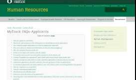 
							         MyTrack: FAQs-Applicants - Human Resources - University of Oregon								  
							    
